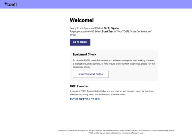 Welcome screen