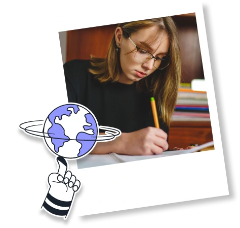 A girl writing on a copy