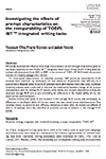 Read more about Investigating the Effects of Prompt Characteristics on the Comparability of TOEFL iBT Integrated Writing Tasks