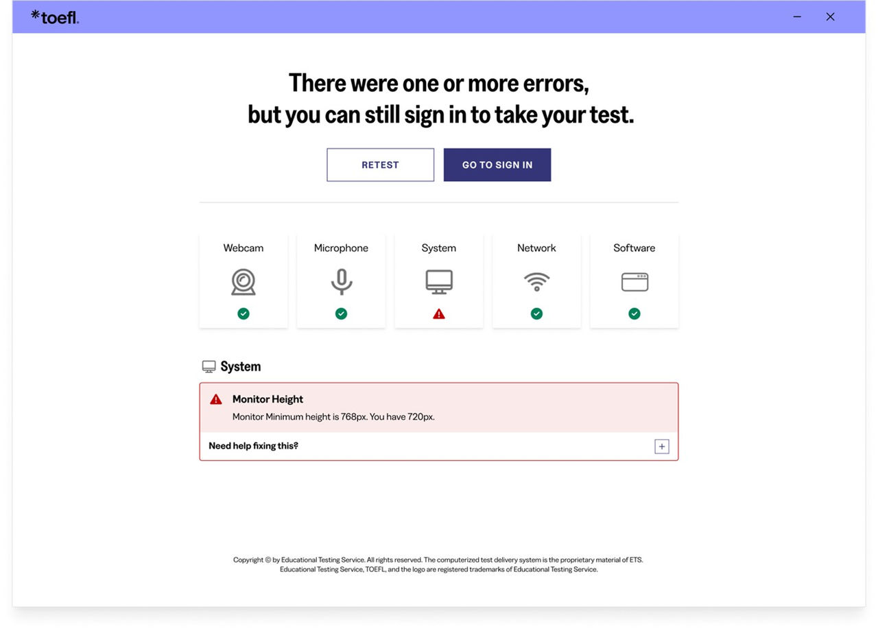 Equipment check fail